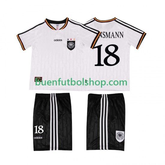 Camiseta de Fútbol Alemania KLINSMANN 18 Retro 1996 Primera Equipación Manga Corta Niño Camiseta de Fútbol Alemania KLINSMANN 18 Retro 1996 Primera Equipación Manga Corta Niño