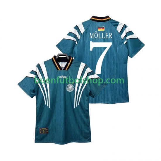 Camiseta de Fútbol Alemania MOLLER 7 Retro 1996 Segunda Equipación Manga Corta Hombre