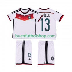 Camiseta de Fútbol Alemania MULLER 13 Retro 2014 Primera Equipación Manga Corta Niño