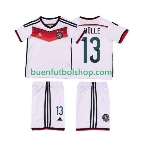 Camiseta de Fútbol Alemania MULLER 13 Retro 2014 Primera Equipación Manga Corta Niño Camiseta de Fútbol Alemania MULLER 13 Retro 2014 Primera Equipación Manga Corta Niño