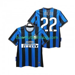 Camiseta de Fútbol Inter Milan MILITO 22 Retro 2009 2010 Primera Equipación Manga Corta Hombre