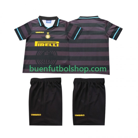 Camiseta de Fútbol Inter Milan Retro 1997 1998 Tercera Equipación Manga Corta Niño Camiseta de Fútbol Inter Milan Retro 1997 1998 Tercera Equipación Manga Corta Niño