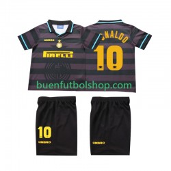 Camiseta de Fútbol Inter Milan Ronaldo 10 Retro 1997 1998 Tercera Equipación Manga Corta Niño