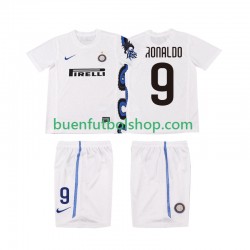 Camiseta de Fútbol Inter Milan Ronaldo 9 Retro 2010 2011 Segunda Equipación Manga Corta Niño