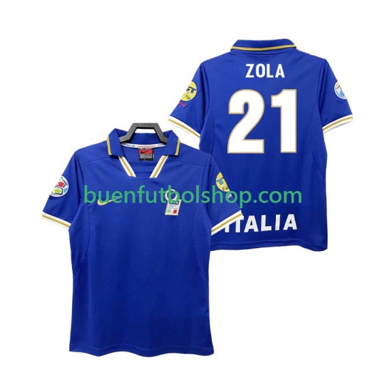 Camiseta de Fútbol Italia ZOLA 21 Retro 1996 Primera Equipación Manga Corta Hombre Camiseta de Fútbol Italia ZOLA 21 Retro 1996 Primera Equipación Manga Corta Hombre