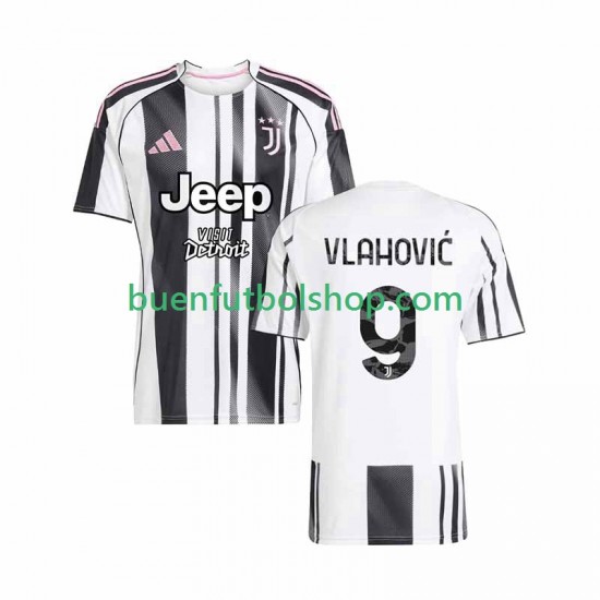 Camiseta de Fútbol Juventus Vlahovic 9 2025-2026 Primera Equipación Manga Corta Hombre
