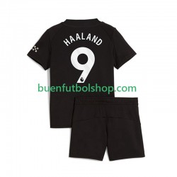 Camiseta de Fútbol Manchester City Erling Haaland 9 2025-2026 Segunda Equipación Manga Corta Niño