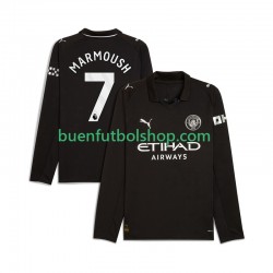 Camiseta de Fútbol Manchester City Omar Marmoush 7 2025-2026 Segunda Equipación Manga Larga Hombre