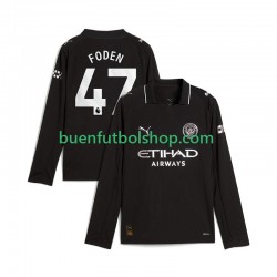 Camiseta de Fútbol Manchester City Phil Foden 47 2025-2026 Segunda Equipación Manga Larga Hombre