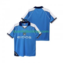 Camiseta de Fútbol Manchester City Retro 1999 2001 Primera Equipación Manga Corta Hombre