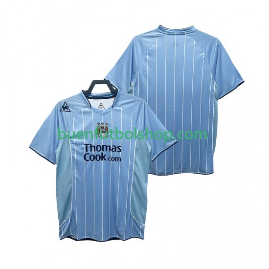 Camiseta de Fútbol Manchester City Retro 2007 2008 Primera Equipación Manga Corta Hombre