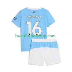 Camiseta de Fútbol Manchester City Rodrigo Hernandez 16 2025-2026 Primera Equipación Manga Corta Niño
