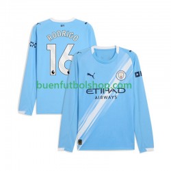 Camiseta de Fútbol Manchester City Rodrigo Hernandez 16 2025-2026 Primera Equipación Manga Larga Hombre