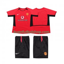 Camiseta de Fútbol Manchester United Retro 2002 2004 Primera Equipación Manga Corta Niño