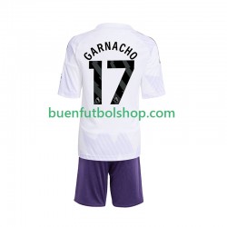 Camiseta de Fútbol Manchester United Alejandro Garnacho 17 2025-2026 Segunda Equipación Manga Corta Niño