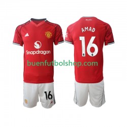 Camiseta de Fútbol Manchester United Amad Diallo 16 2025-2026 Primera Equipación Manga Corta Niño