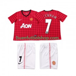 Camiseta de Fútbol Manchester United BECKHAM 7 Retro 2012 2013 Primera Equipación Manga Corta Niño