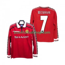 Camiseta de Fútbol Manchester United BECKHAM 7 Retro 1998 1999 Primera Equipación Manga Larga Hombre