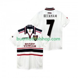 Camiseta de Fútbol Manchester United Beckham 7 Retro 1998 1999 Segunda Equipación Manga Corta Hombre