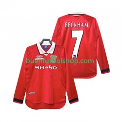 Camiseta de Fútbol Manchester United Beckham 7 Retro 1999 2000 Primera Equipación Manga Larga Hombre