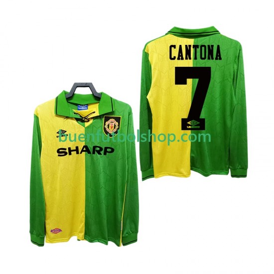 Camiseta de Fútbol Manchester United CANTONA 7 Retro 1992 1994 Segunda Equipación Manga Larga Hombre