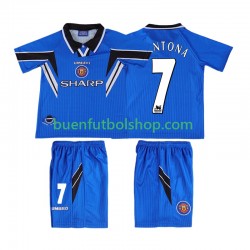Camiseta de Fútbol Manchester United CONTONA 7 Retro 1996 1998 Tercera Equipación Manga Corta Niño