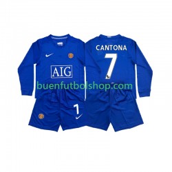 Camiseta de Fútbol Manchester United CONTONA 7 Retro 2008 2009 Tercera Equipación Manga Larga Niño
