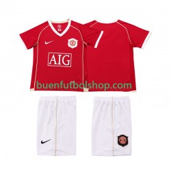 Camiseta de Fútbol Manchester United Retro 2006 2007 Primera Equipación Manga Corta Niño