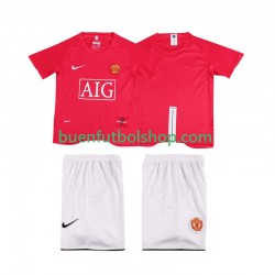Camiseta de Fútbol Manchester United Retro Premier League 2007 2008 Primera Equipación Manga Corta Niño