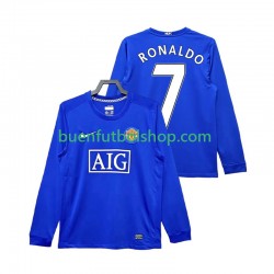 Camiseta de Fútbol Manchester United Cristiano Ronaldo 7 Retro 2008 2009 Tercera Equipación Manga Larga Hombre