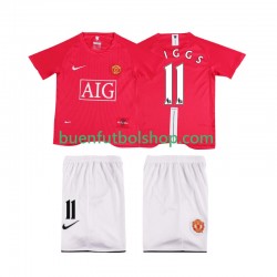 Camiseta de Fútbol Manchester United GIGGS 11 Retro Premier League 2007 2008 Primera Equipación Manga Corta Niño
