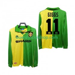 Camiseta de Fútbol Manchester United GIGGS 11 Retro 1992 1994 Segunda Equipación Manga Larga Hombre