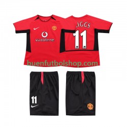Camiseta de Fútbol Manchester United GIGGS 11 Retro 2002 2004 Primera Equipación Manga Corta Niño