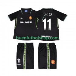 Camiseta de Fútbol Manchester United GIGGS 11 Retro 1998 1999 Tercera Equipación Manga Corta Niño