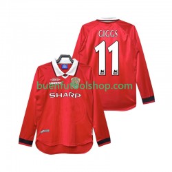 Camiseta de Fútbol Manchester United Giggs 11 Retro 1999 2000 Primera Equipación Manga Larga Hombre