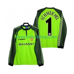 Camiseta de Fútbol Manchester United Portero SCHMEICHEL 1 Retro 1998 2000 Primera Equipación Manga Larga Hombre