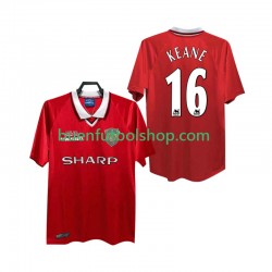 Camiseta de Fútbol Manchester United Keane 16 Retro 1999 2000 Primera Equipación Manga Corta Hombre