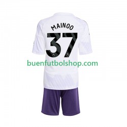Camiseta de Fútbol Manchester United Kobbie Mainoo 37 2025-2026 Segunda Equipación Manga Corta Niño
