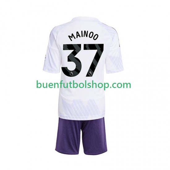 Camiseta de Fútbol Manchester United Kobbie Mainoo 37 2025-2026 Segunda Equipación Manga Corta Niño