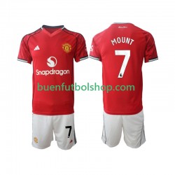 Camiseta de Fútbol Manchester United Mason Mount 7 2025-2026 Primera Equipación Manga Corta Niño