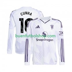 Camiseta de Fútbol Manchester United Matheus Cunha 10 2025-2026 Segunda Equipación Manga Larga Hombre