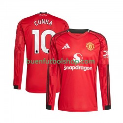 Camiseta de Fútbol Manchester United Matheus Cunha 10 2025-2026 Primera Equipación Manga Larga Hombre