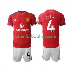 Camiseta de Fútbol Manchester United Matthijs de Ligt 4 2025-2026 Primera Equipación Manga Corta Niño