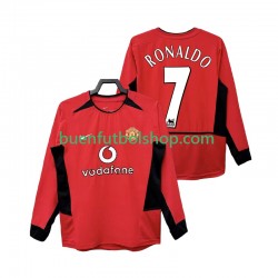 Camiseta de Fútbol Manchester United RONALDO 7 Retro 2002 2004 Primera Equipación Manga Larga Hombre