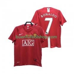 Camiseta de Fútbol Manchester United RONALDO 7 Retro 2007 2008 Primera Equipación Manga Corta Hombre