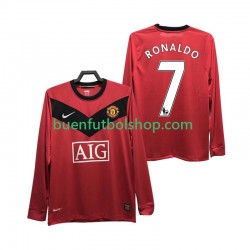 Camiseta de Fútbol Manchester United RONALDO 7 Retro 2009 2010 Primera Equipación Manga Larga Hombre