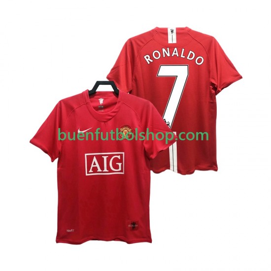 Camiseta de Fútbol Manchester United RONALDO 7 Retro Premier League 2007 2008 Primera Equipación Manga Corta Hombre
