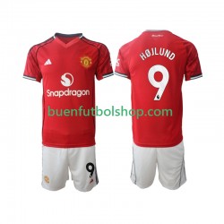 Camiseta de Fútbol Manchester United Rasmus Hojlund 9 2025-2026 Primera Equipación Manga Corta Niño