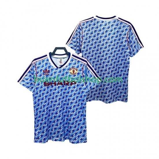 Camiseta de Fútbol Manchester United Retro 1990 1992 Segunda Equipación Manga Corta Hombre Camiseta de Fútbol Manchester United Retro 1990 1992 Segunda Equipación Manga Corta Hombre