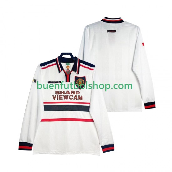 Camiseta de Fútbol Manchester United Retro 1998 1999 Segunda Equipación Manga Larga Hombre Camiseta de Fútbol Manchester United Retro 1998 1999 Segunda Equipación Manga Larga Hombre